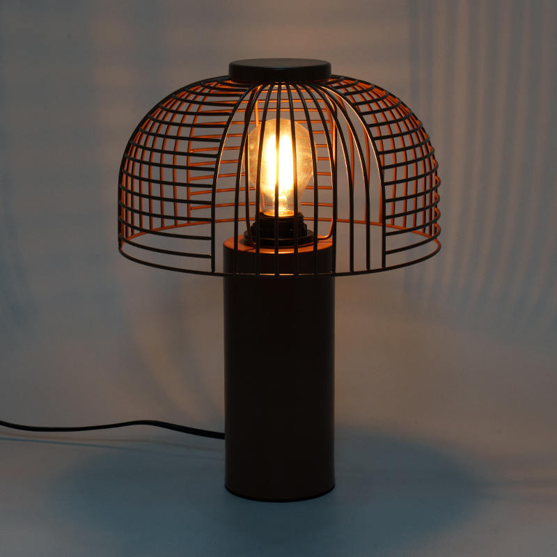 Lampa de masă din fier forjat pentru păsări negre