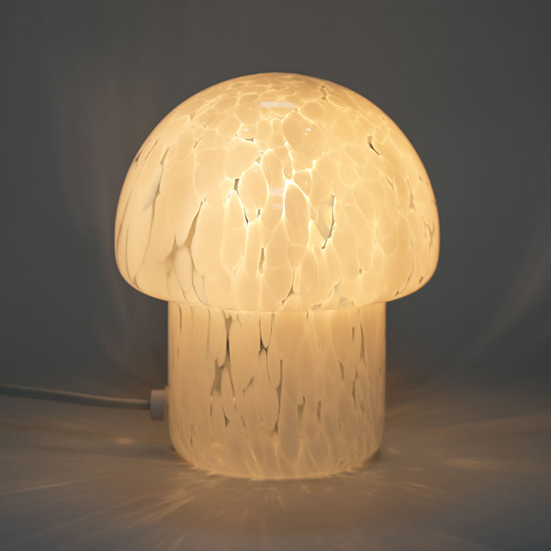 Lampa de masă cu ciuperci din sticlă pete