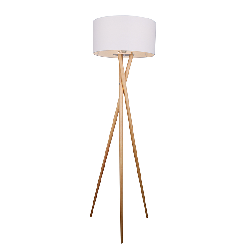 Lampa de podea cu trei picioare din lemn
