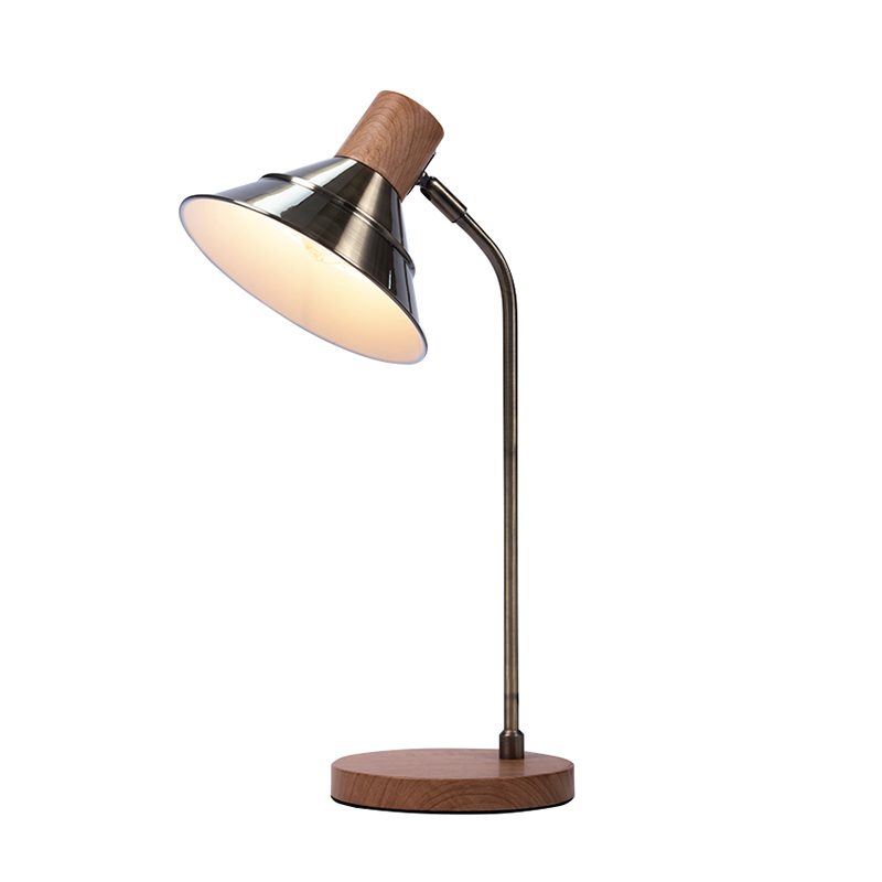 Lampa de masă din metal de bază din lemn nordic